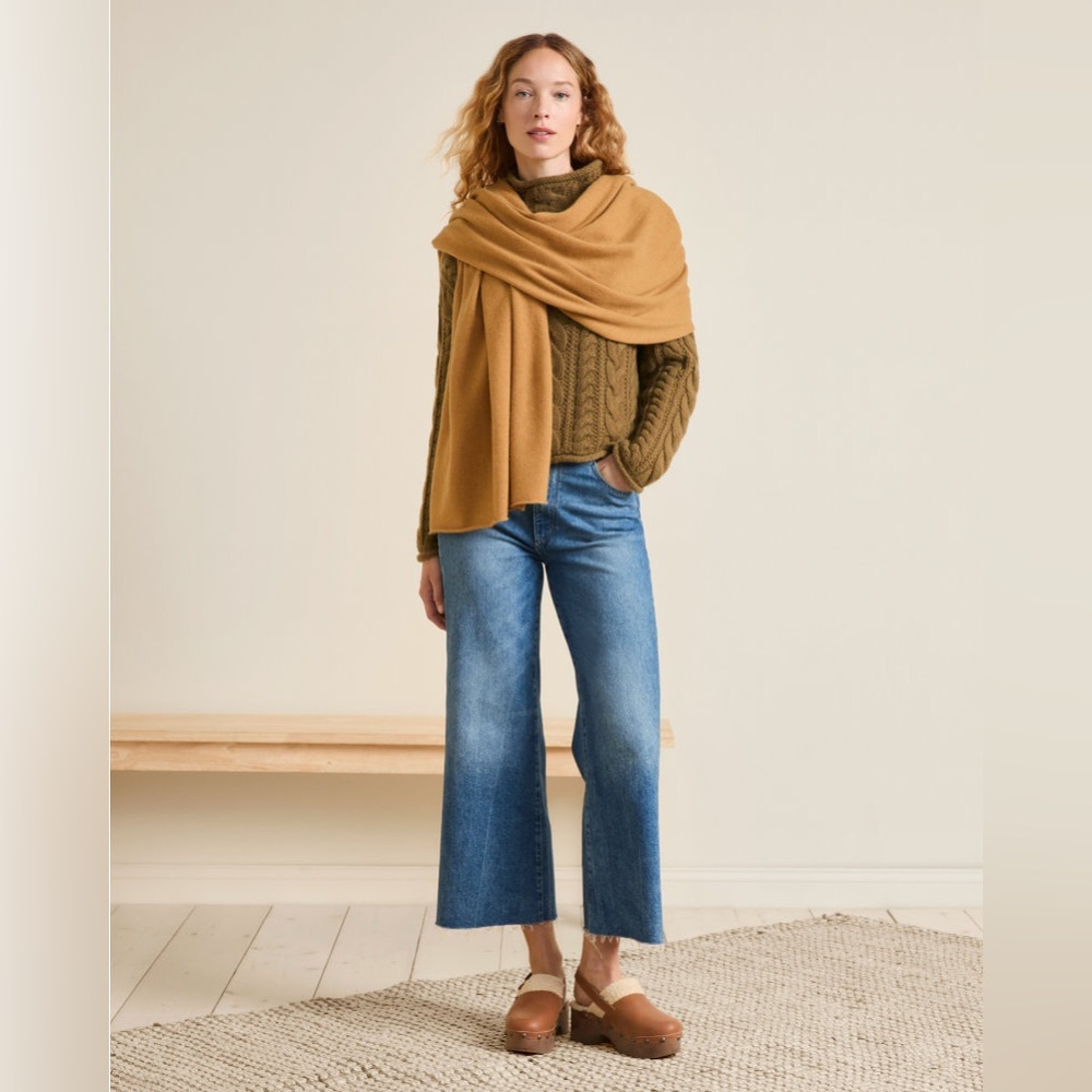 NWT Garnet Hill Cashmere Wrap Scarf Dijon